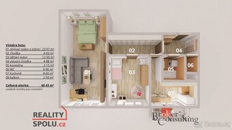 Prodej, byty/2+1, 58 m2, Košťálkova 1352/3, 26601 Beroun, Be - 3
