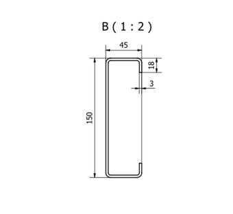 Ocelový profil "C" 150 x 45 mm, délka 155 cm, MAGNELIS - 3