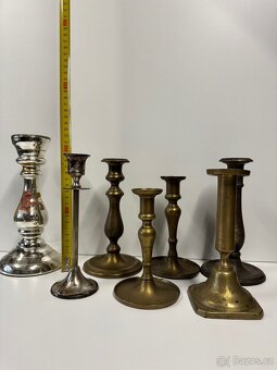 Sada 7 starožitných a retro svícnů - 3