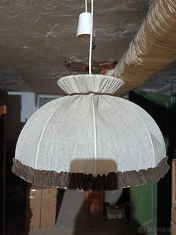 Vintage lustr s látkovým stínidlem. - 3