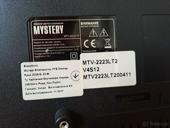 LED TV značky MYSTERY - 20 palců + dálkový ovladač - 3