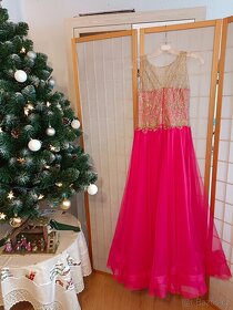 Společenské šaty růžovo-zlaté vel.38 - 3