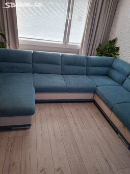 Zánovní rozkládací sedačka U 330×210×160 cm v perfektním sta - 3