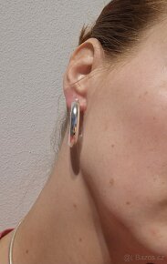 Nové dámské stříbrné náušnice kruhy 3 cm lesklé nové 925 - 3