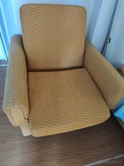 Retro velké rozkládací křeslo postel béžové zdarma - 3