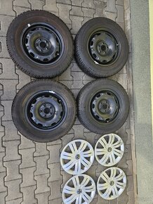5x100 14 5J ET38 plechové disky VW vč.zánovních zim.pneu - 3