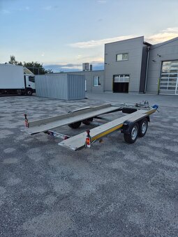 AKB prívesný vozík, preprava AUT, podvalník 2x ossý - 3