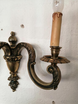 Nástěnná mosazná lampa okolo roku 1920 originál. - 3