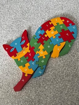 Dřevěné puzzle kočičky s písmenky a číslicemi - 3