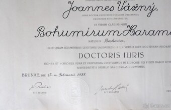 Diplom Doctoris Iuris - MÚ Brno - 1938 - 3