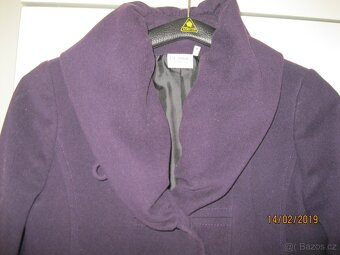 Vlněný kabát tmavě fialový - 3