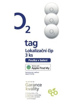 Nové 3ks lokalizační čipy O2 tag pro Apple - 3