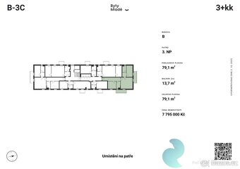 Byt B-3C, 3+kk, balkon - 3