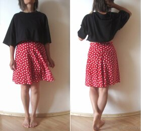 Vintage 90s červenobílé puntíkované dámské kraťasy - 3