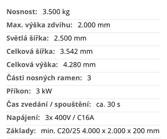 Dvousloupový zvedák ATH bez přejezdu 3,5t - 3