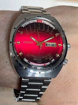 Hodinky Orient vecny kalendar / cerveno-visnovy ciselnik - 3