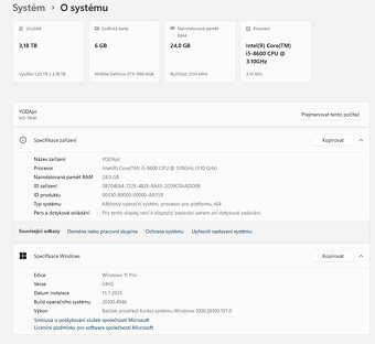 Herní PC I5 8600, Nvidia 1060 6GB, 500gb+3TB - 3