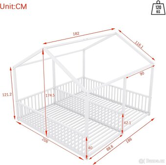 Nová dětská kovová postel 90x200 cm2 - 3