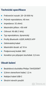 Bezdrátová sluchátka Philips TAH5205. 190 Kč - 3