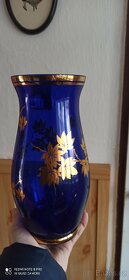Modrá a jantarová váza se zlatými detaily 2 ks - 3