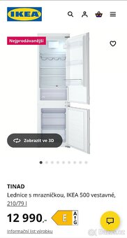 Vestavna lednice a mrazák Ikea včetně skříně - 3