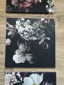 3 kusy obrazů s motivem kytek 50 x 50 - 3
