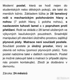Manželská postel 140x200cm s úložným prostorem a polohovatel - 3