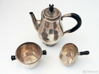 Krásná moka sada s podnosem; Stříbro 925, Georg Jensen - 3