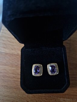 Krásné nové stříbrné naušnice s fialovým amethystem - 3
