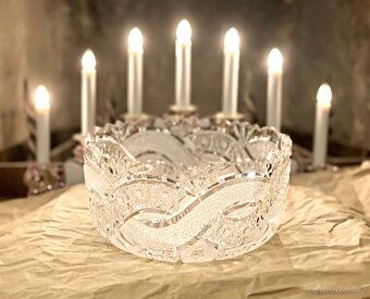 Luxusní masivní broušená mísa Bohemia Crystal Czechoslovakia - 3