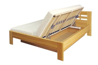 Masivní Buková postel 200x180 - Boční výklop s úl. prostorem - 3