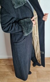 Kašmírový vlněný dlouhý šedý kabát - 3
