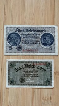 Různé bankovky Reichsmark, rubl, koruny - 3