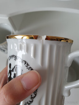 Rokoko porcelánové hrnky hrníčky Czechoslovakia - 3