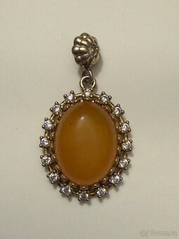 Stříbrný přívěšek baltský jantar s kameny - 3