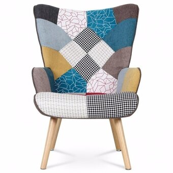 Křeslo (ušák) patchwork s podnožkou AK-305 PW2 - 3