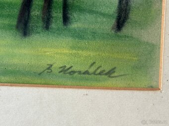 ORIGINÁL Bedřich Horálek - Mlýn v Prok.úd., pastel na papíře - 3