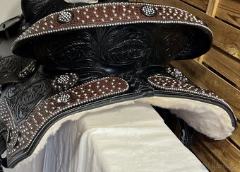 Westernové sedlo 23) černé Floral hnědý krokodýl - 3