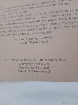 Pamětní list v podobě bankovky Jan Koller - 3