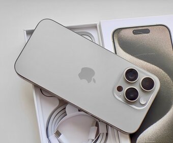 iPhone 15 Pro Natural Titanium BATERIE 100% TOP - 3