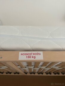 Prodám vysokou postel s roštem a matrací 116x215cm - 3