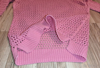 Dámský růžový háčkovaný svetr EVER.ME - vel. XS - 3