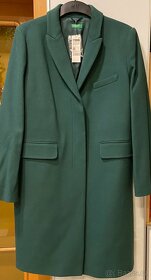 Kabát vlněný zelený a béžový vel 40 Benetton nový - 3