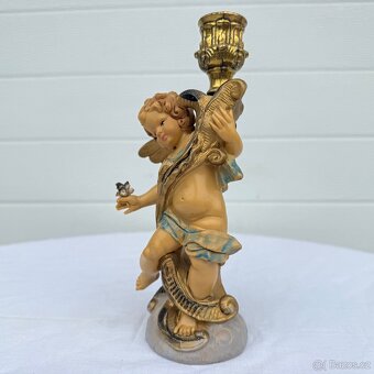 Anděl figurální svícen masivní vinyl malovaný - 3
