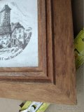 Miniatura Týnec nad Sázavou, zarámovaná v mahagonovém dřevu. - 3
