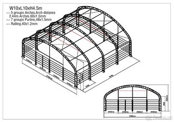 Plachtový přístřešek pro zvířata 10m x 10m - 900g/m2 - 3