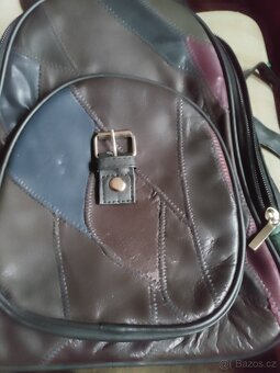 Kožený patchwork nový batoh + peněženka - 3