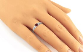 Briliantový prsten z bílého zlata s brilianty a rubínem NOVÝ - 3