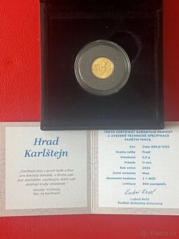 Zlato / zlatá mince Hrad Karlštejn proof - 3
