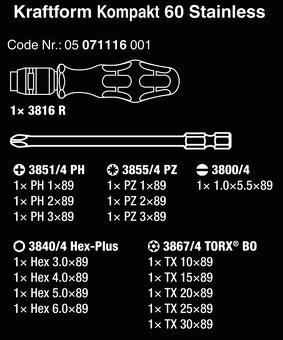WERA Šroubováky Kraftform Kompakt 60 Stainless - 3